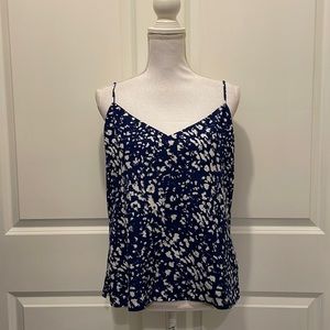 L’Agence Blue & White Print Spaghetti Strap Camisole